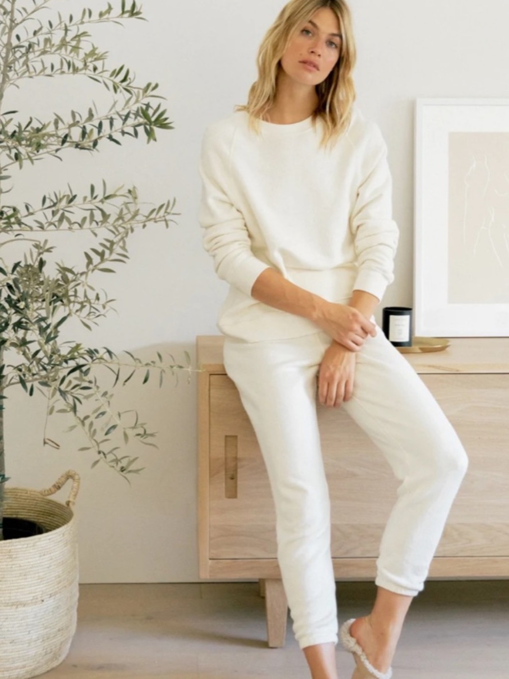 Jenni Kayne Joggers Saturday Sweatpants Cotton in White